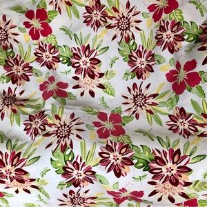 Tropical floral dragonfly squarish tablecloth 51" x 53"  pale red green white